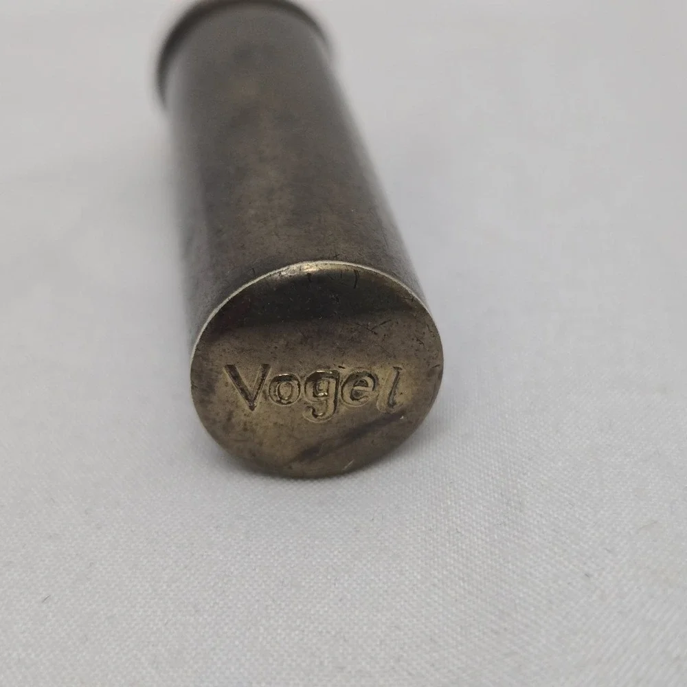Vintage Vogel Lark Retractable Brass Camera Lens & Makeup Brush - Japan 1950s